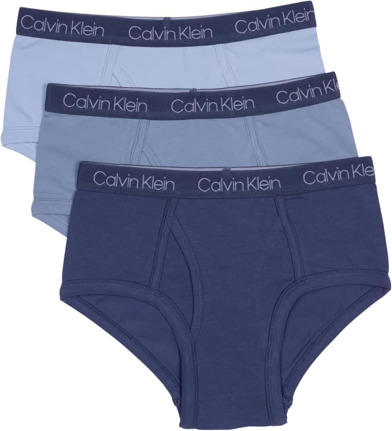 

Комплект из 3 трусиков-брифов Calvin Klein для мальчиков Little Modern из хлопка разных цветов, Blue Indigo/Ashley Blue/Skyway