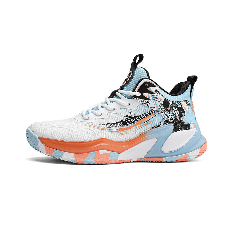 

Баскетбольные кроссовки Basketball Shoes Men Mid-Top K-Bird, белый/голубой/оранжевый