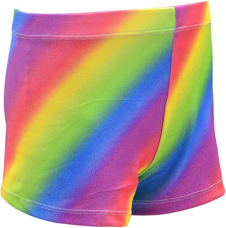 ZIZI Aosva Little Big Girls' Sparkle Dance Tumbling Athletic Gymnastics Short 2-14Years, Rainbow — фото 2