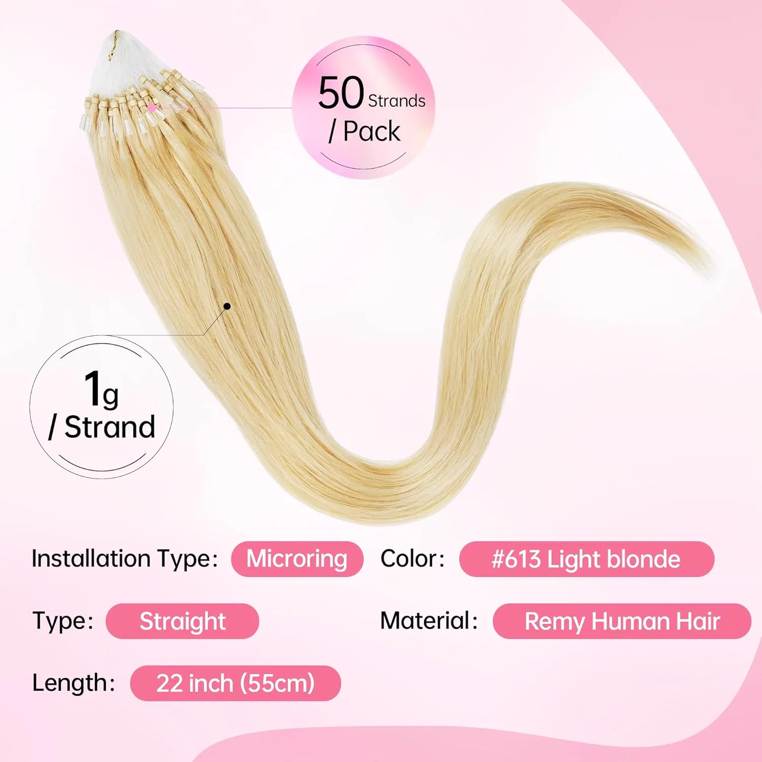 Набор микрокапсульных наращиваний из натуральных волос Remy от Beauty7 Beauty7, #613 Light Blonde — фото 2