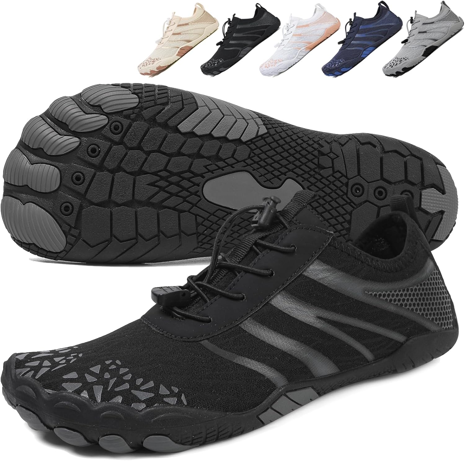 

Ботинки для походов для женщин и мужчин, унисекс водонепроницаемые босоножки, дышащие, противоскользящие походные туфли для занятий спортом, с широкой носочной частью, для походов, прогулок, бега, йоги и водных видов спорта Xianfengniao, черный