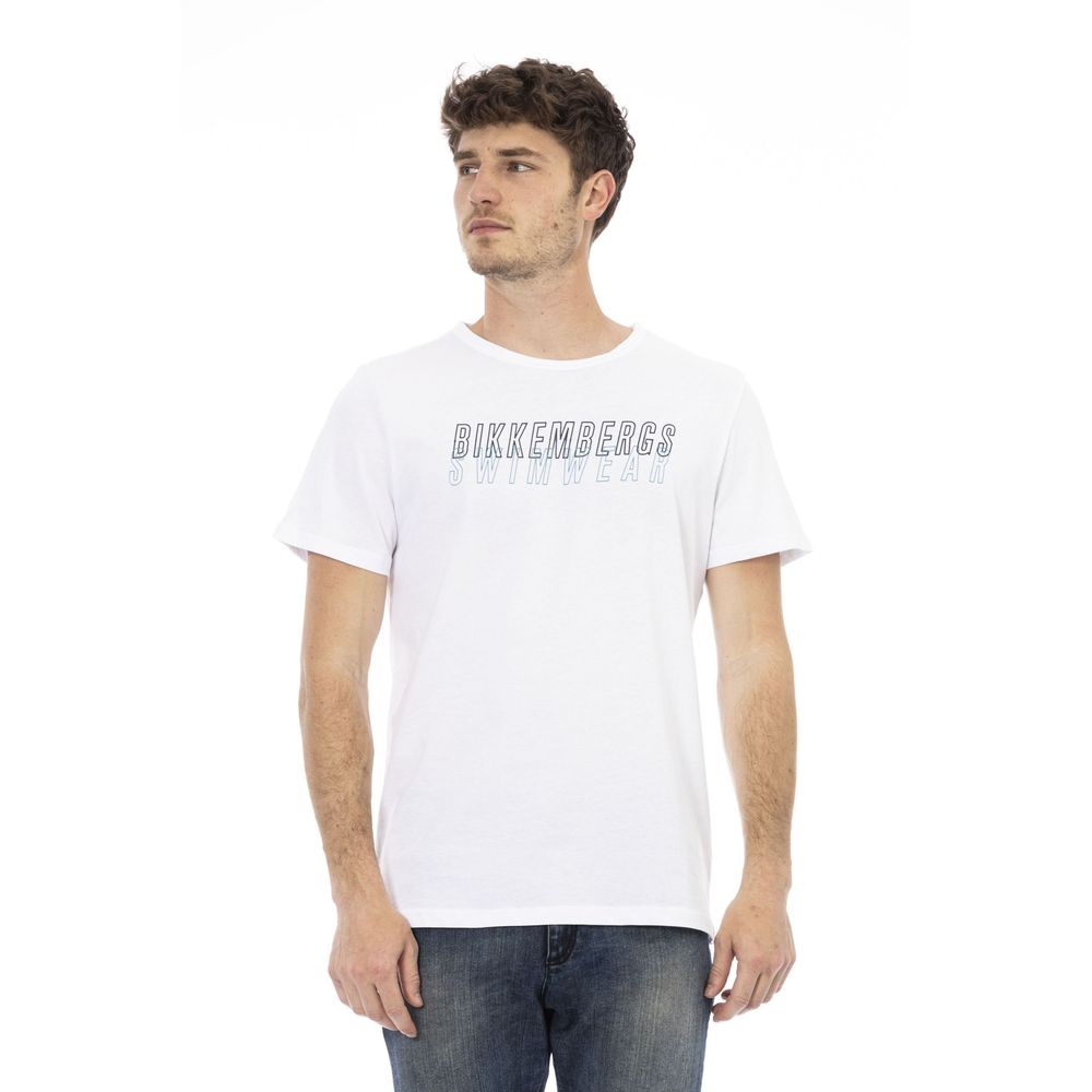 

Белая хлопковая мужская футболка Bikkembergs