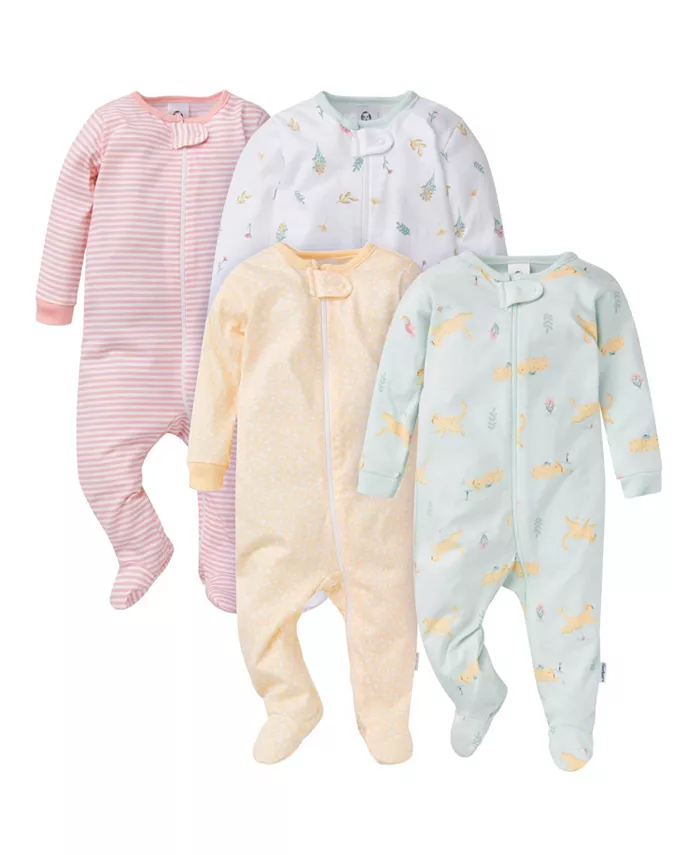 

Комплект из 4 пижам для девочек, леопард, размер Newborn Gerber, мультиколор