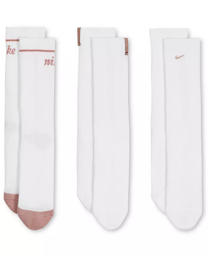 

Унисекс набор из 3 пар повседневных усиленных махровых носков Crew Nike, белый