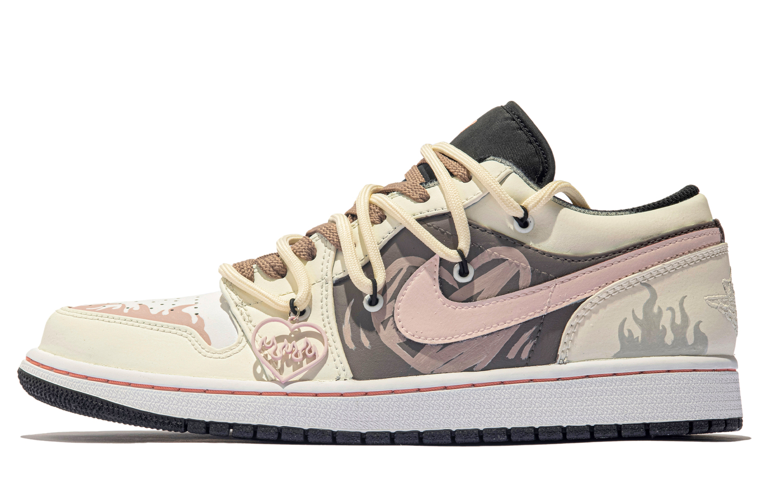 

Кроссовки баскетбольные Air 1 Low Top Vintage мужские бежево-бело-коричнево-розовые Jordan