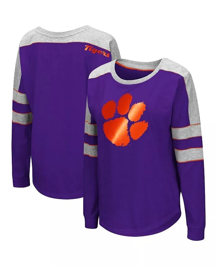

Женская фиолетовая футболка с длинным рукавом Clemson Tigers Trey Dolman Colosseum