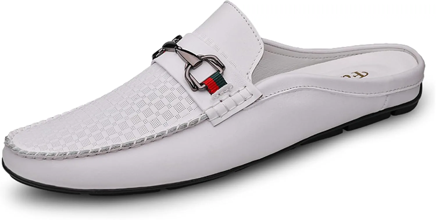 

Мужские тапочки-лоферы на процесс надевания, кожаные, для официальной и повседневной носки, сандалии с открытой пяткой Abborora, белый