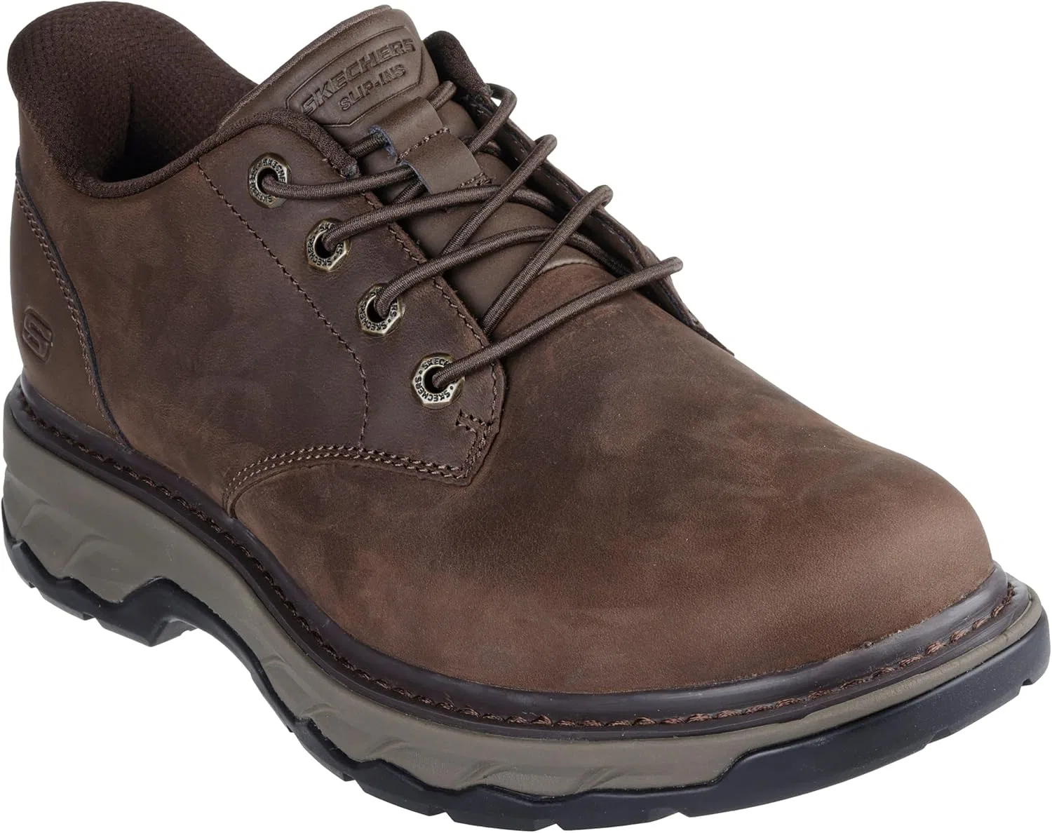 Мужские кожаные домашние лоферы Skechers USA Lockett Gustav с закругленным носком и эластичным шнурком Skechers Usa Men'S