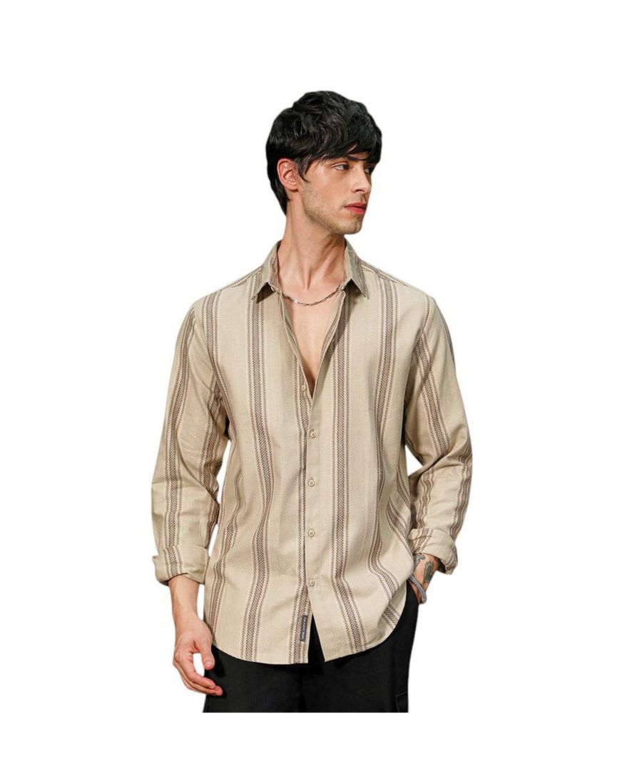 

Мужская рубашка в полоску "гало" Campus Sutra, Beige/khaki