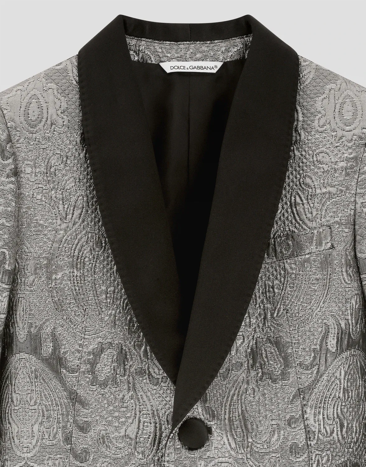 Однобортный жакет из жаккарда ламе DOLCE & GABBANA, серебряный — фото 4