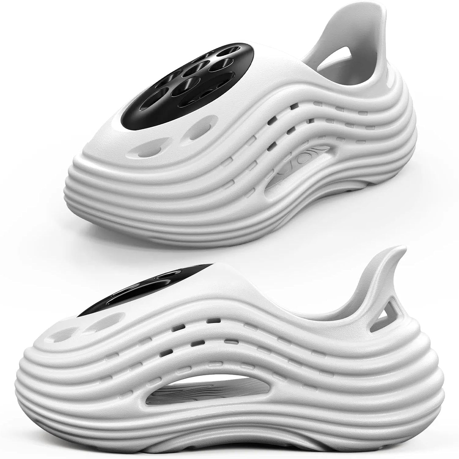 

Унисекс дышащие сабо с волнистой подошвой - легкая обувь для сада с вентиляционными отверстиями, нескользящие сабо для дома и улицы для мужчин и женщин Yassia, белый