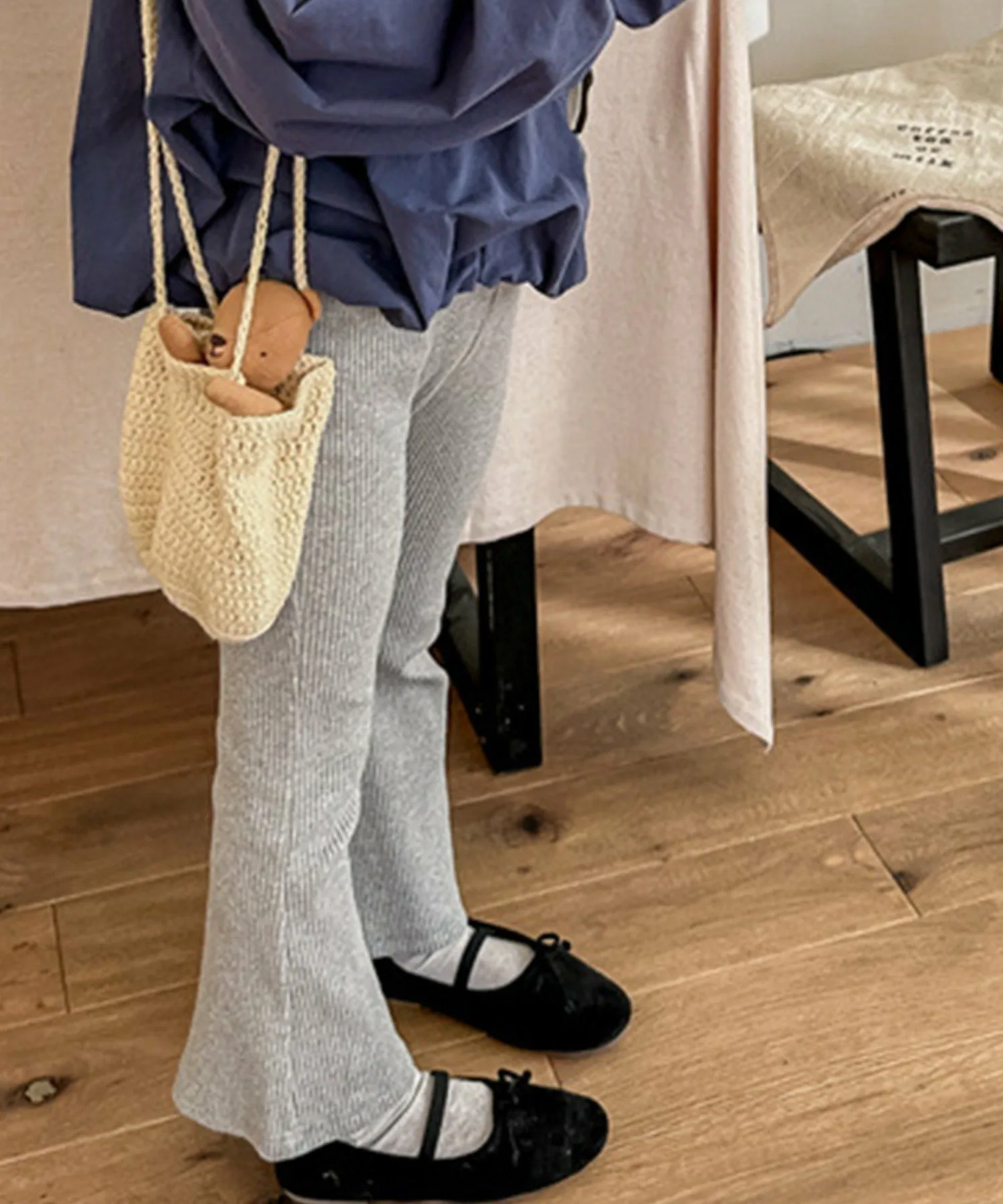 Полурасклешенные брюки длиной 9 дюймов Aimoha Kids, Light gray — фото 4