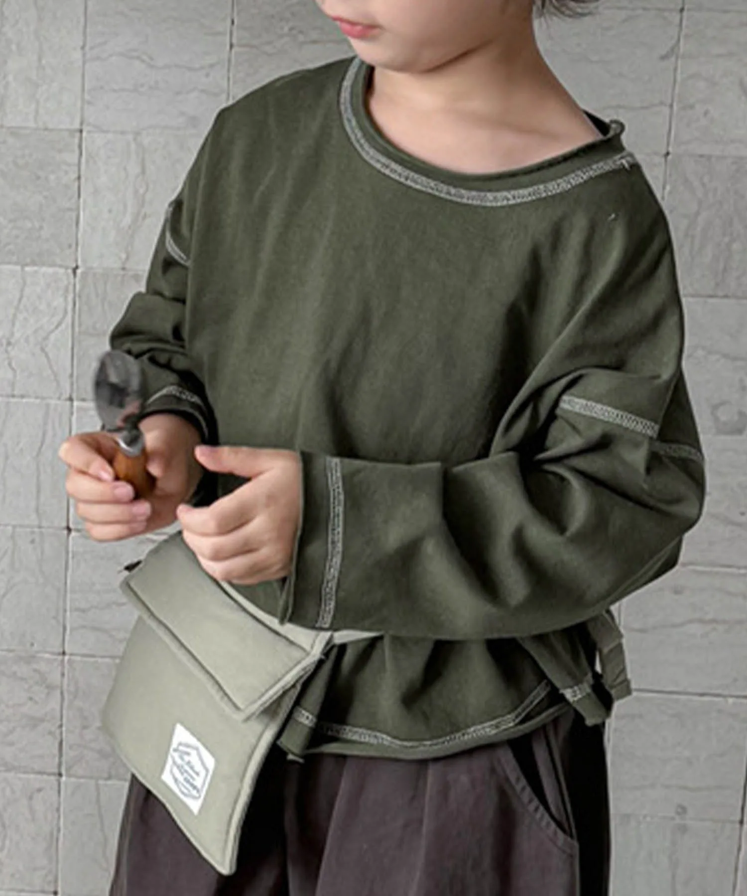 Футболка с длинными рукавами, подобранная по цвету. Aimoha Kids, green — фото 4