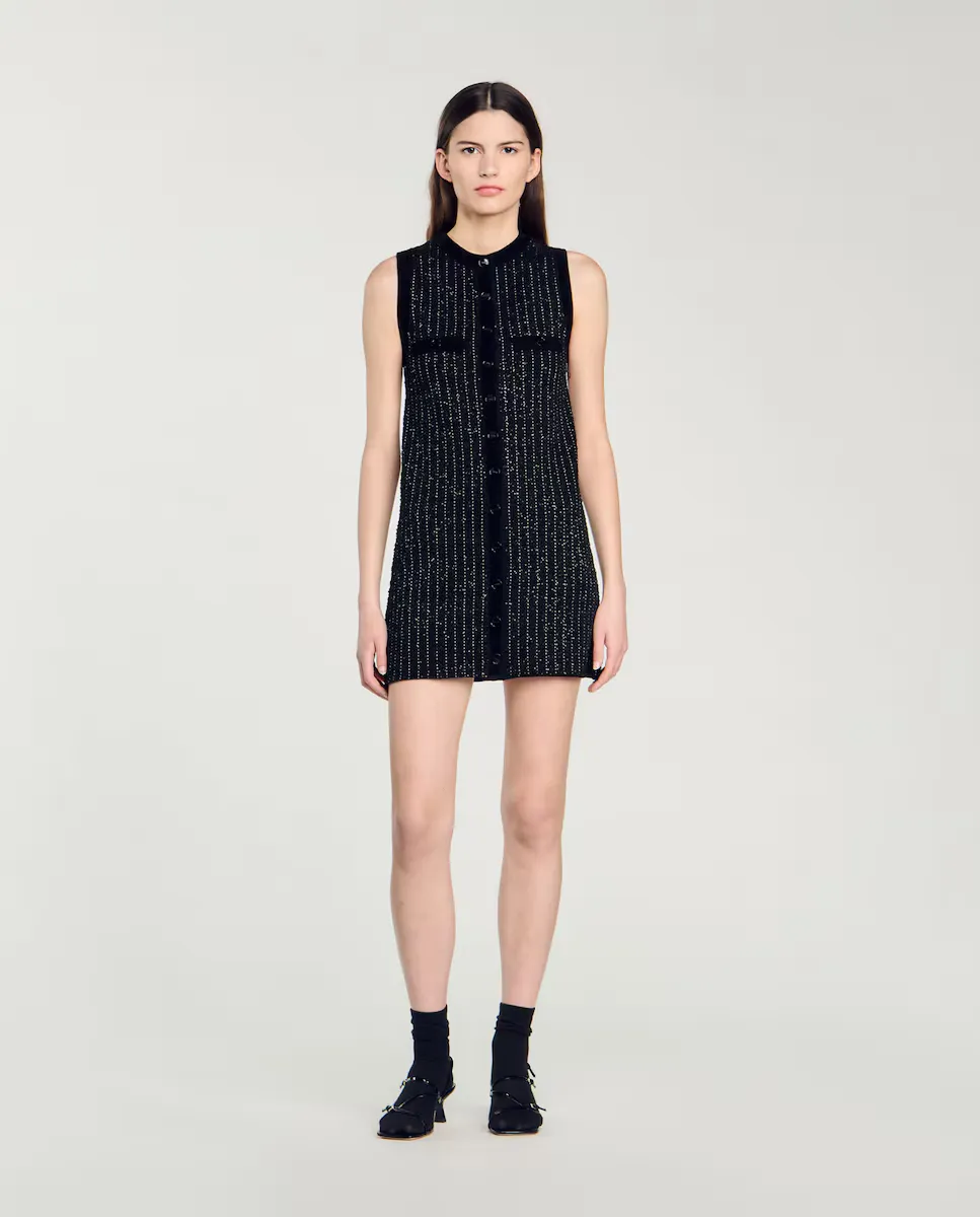 

Необычное трикотажное платье Sandro, черный