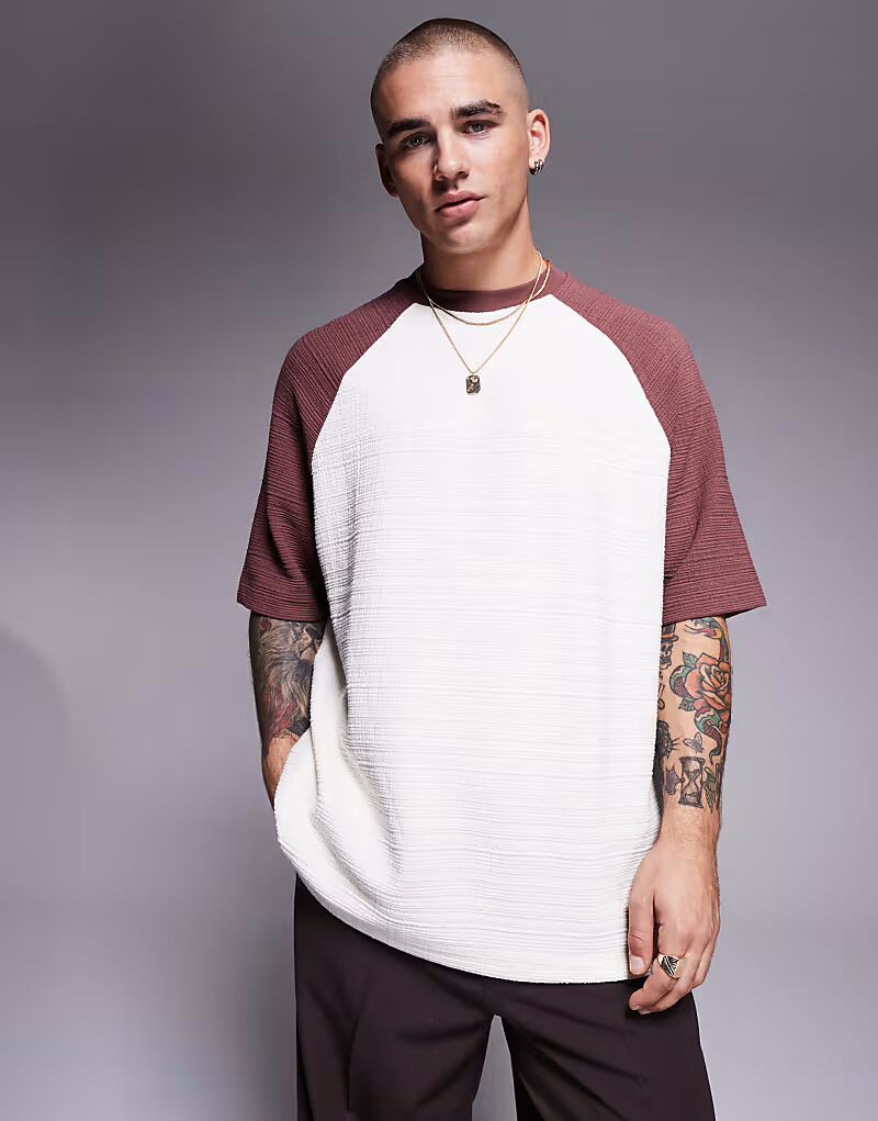

Футболка свободного кроя ASOS DESIGN белого цвета с фактурным рисунком