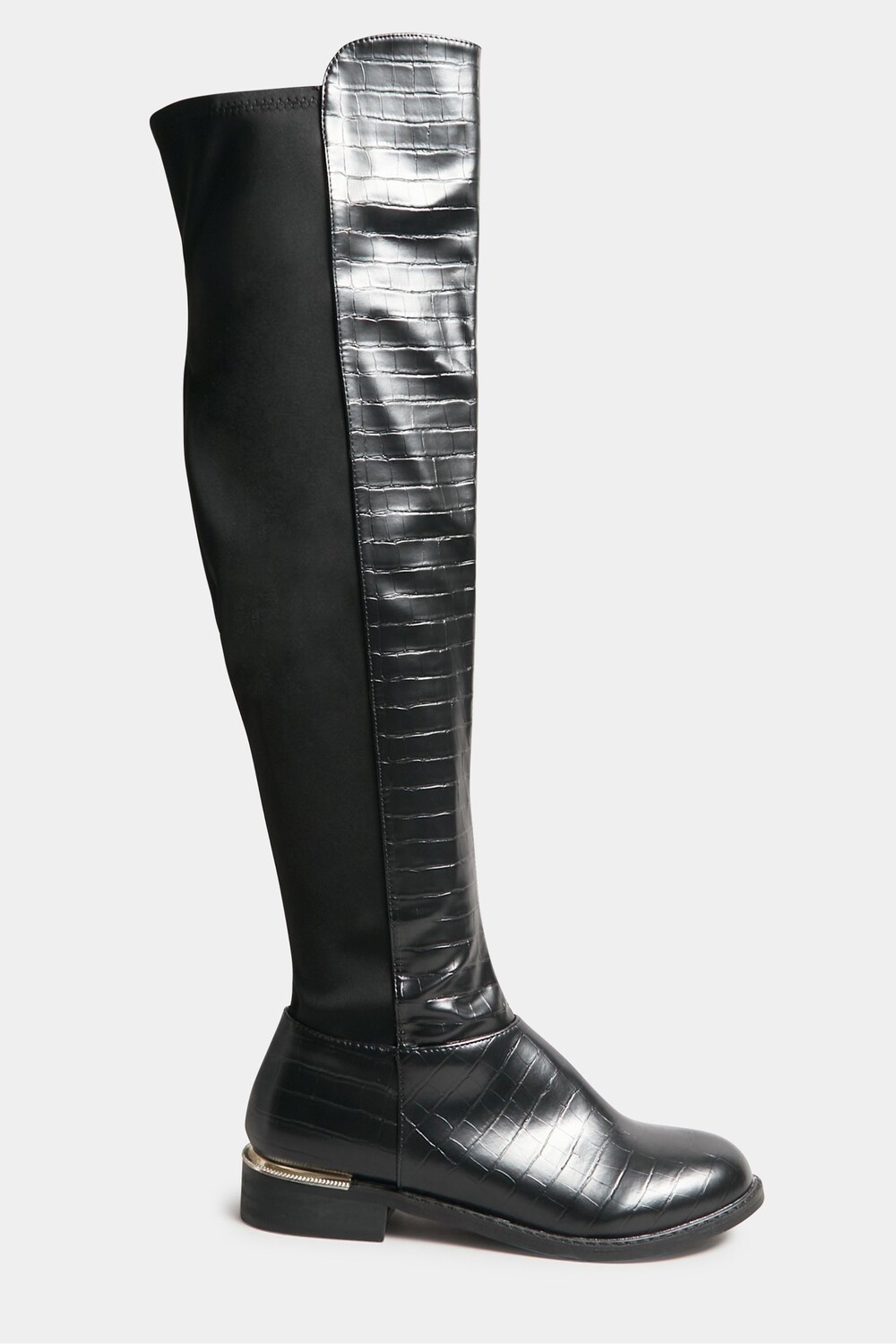Растяжка 50/50 над коленом с эффектом крокодиловой кожи Long Tall Sally, черный