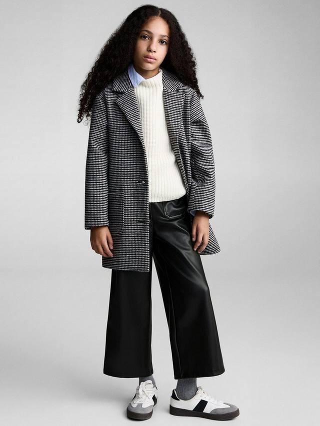 

Детские брюки Janet Faux Leather с широкими штанинами Mango, Black