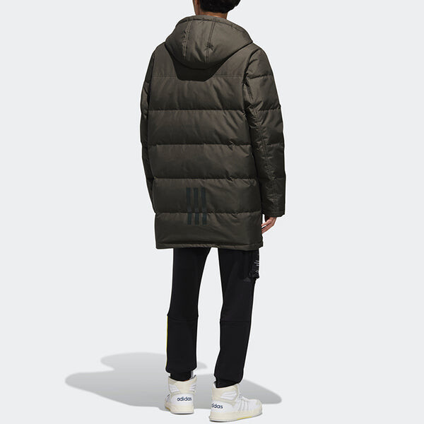 Пуховик adidas neo M Wint Dwn Prka Windproof Stay Warm mid-length Sports hooded down Jacket Brown, коричневый — фото 4