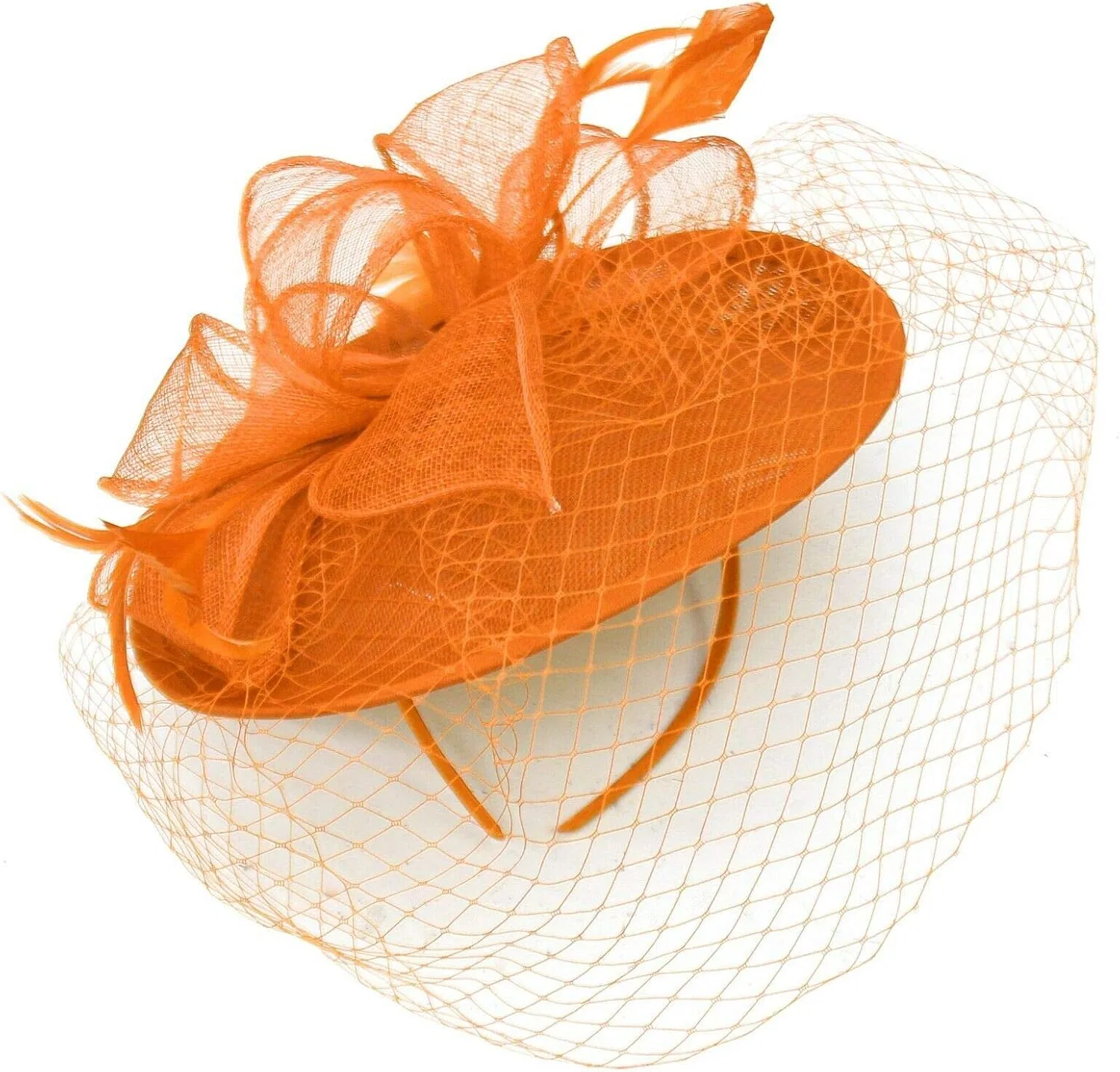 Фасинатор Caprilite Sinamay с вуалью-клеткой Caprilite, Orange