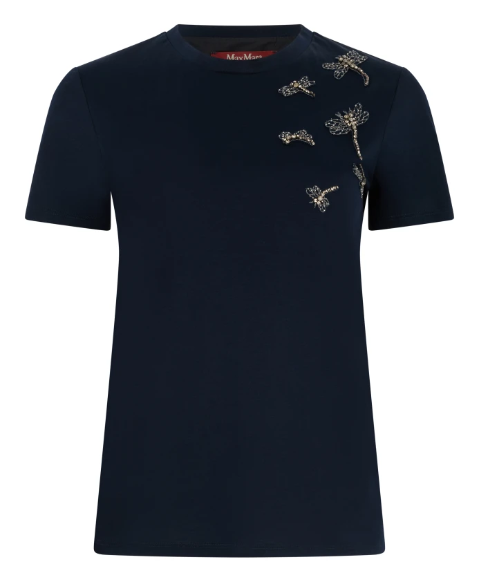 

Хлопковая футболка Pontile с круглым вырезом Max Mara Studio, синий