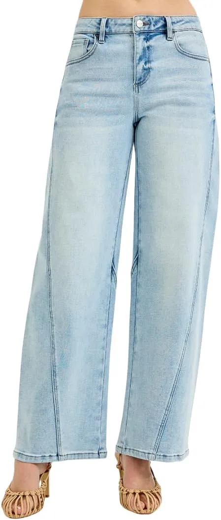 Баррел джинсы Mid Rise Fit Plus Size Generic, Light