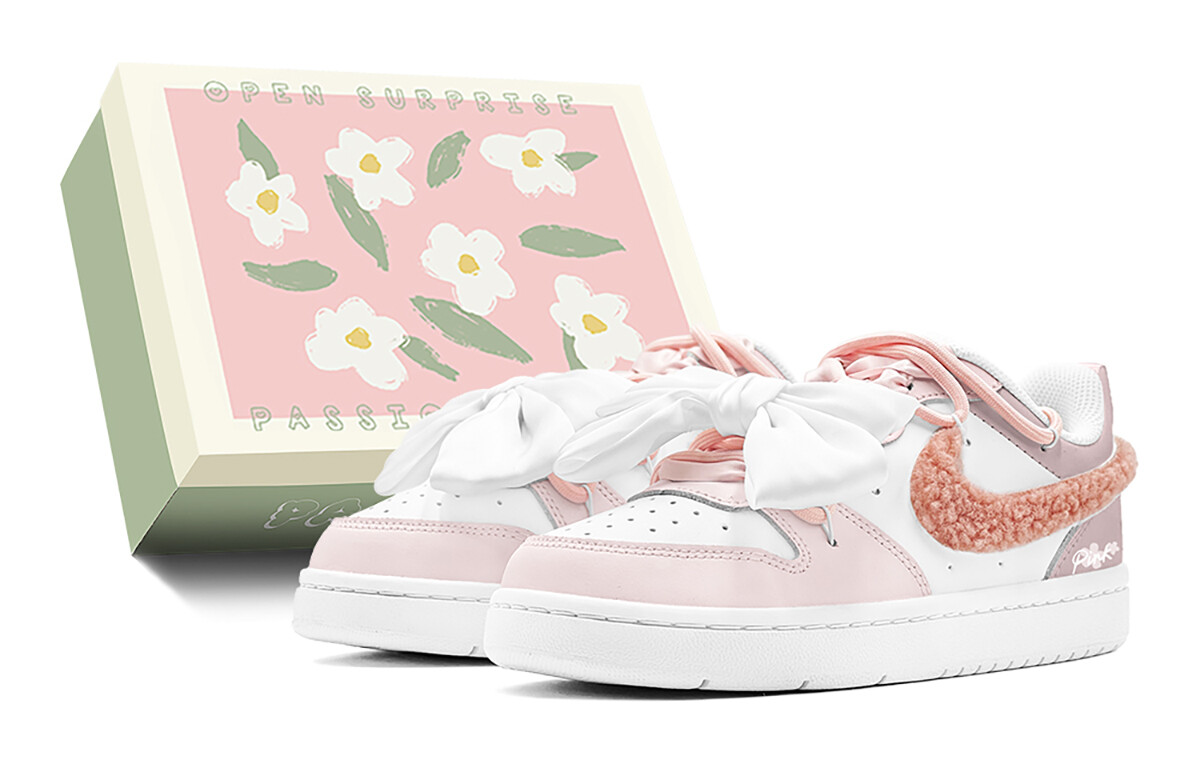 

Кроссовки Nike Court Borough Skateboard Shoes Women's Low-Top White, розовый