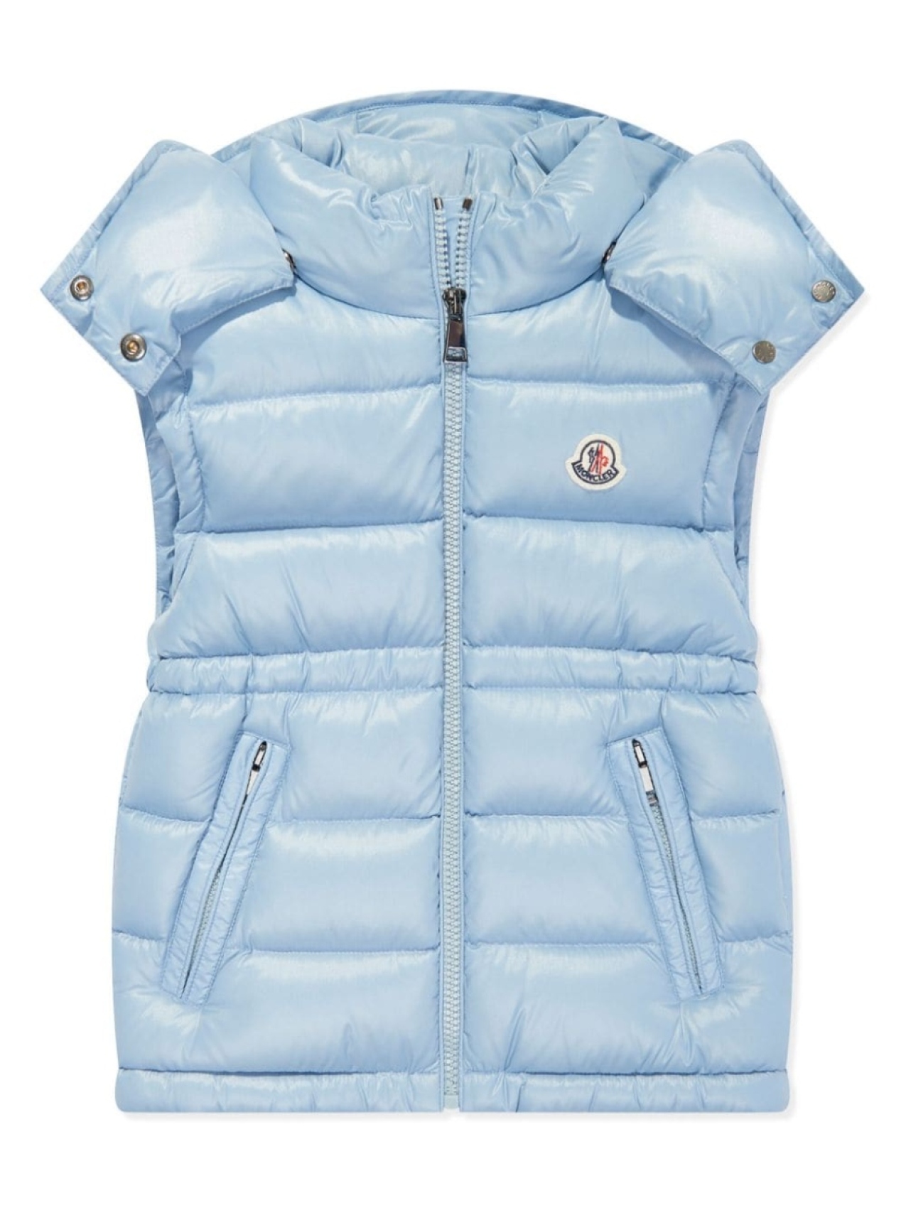 

Moncler Enfant жилет с капюшоном и нашивкой-логотипом, синий