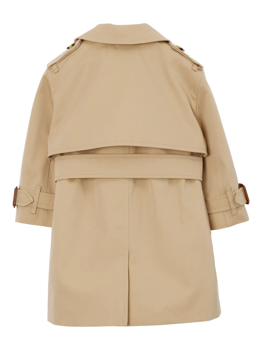 Габардиновый тренч с поясом BURBERRY KIDS, нейтральный — фото 2