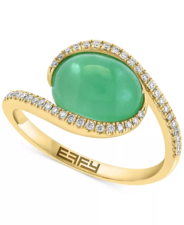 

Эффектное кольцо с нефритом (3-3/4 карата, tw) и бриллиантами (1/6 карата, tw) из 14-каратного желтого золота Effy Collection, jade