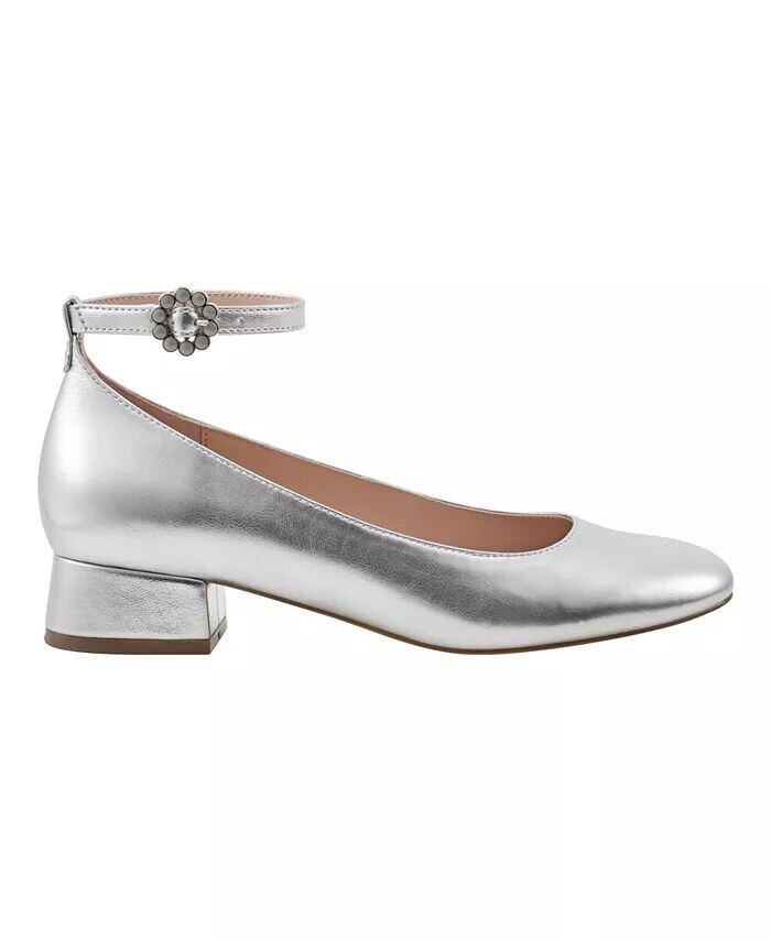 Женские туфли-лодочки Lexy на блочном каблуке с ремешком на щиколотке Bandolino, серебро — фото 2