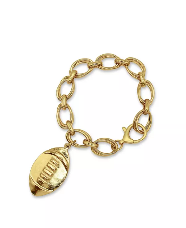 

Браслет с цепочкой и футбольным шармом, покрытый 14-каратным золотом Bowood Lane, gold