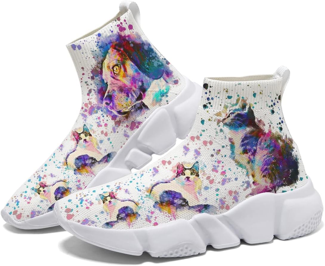 

Мужские модные кроссовки Hetios, удобные повседневные носочные туфли с акварельным граффити, Watercolor_style 09