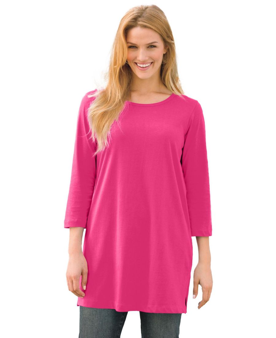 

Женская туника Within Perfect с рукавами три четверти и вырезом-лодочкой Woman Within, Raspberry sorbet