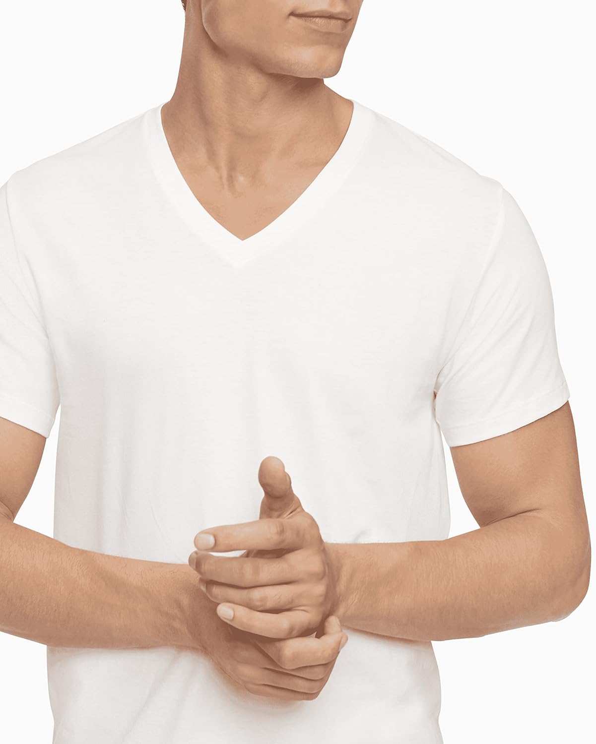 Комплект из 5 мужских классических хлопковых маек Calvin Klein, 5 Classic White Vneck — фото 3