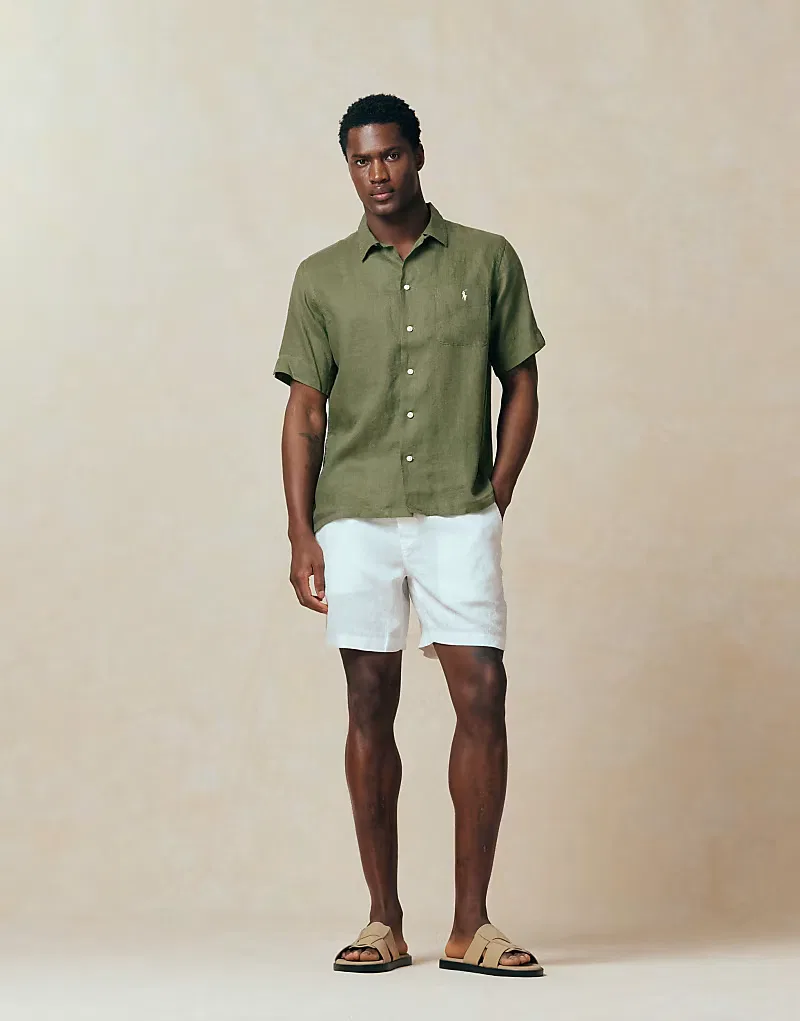 Шорты из окрашенного льна Polo Ralph Lauren, белый — фото 3