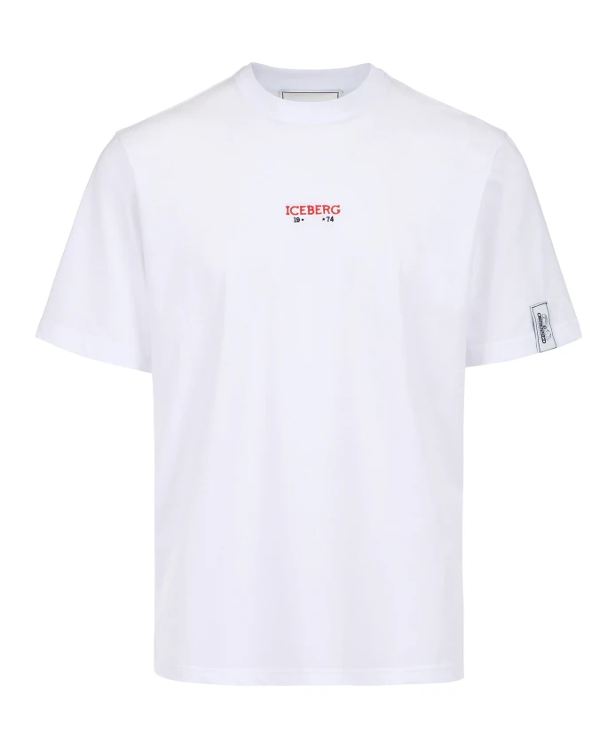 

Футболка стандартного кроя, с вышитым логотипом и принтом на спине. Iceberg, белый
