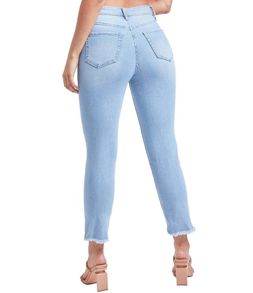 

YMI Jeanswear Узкие прямые джинсы до щиколотки с высокой посадкой и необработанными краями, синий