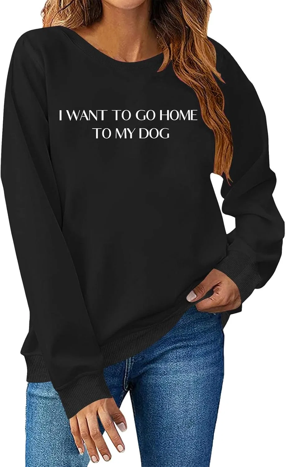 Женская толстовка Heevina "I Want Go Jone To My Dog" с круглым вырезом, модный пуловер с длинными рукавами для осени и зимы — фото 2
