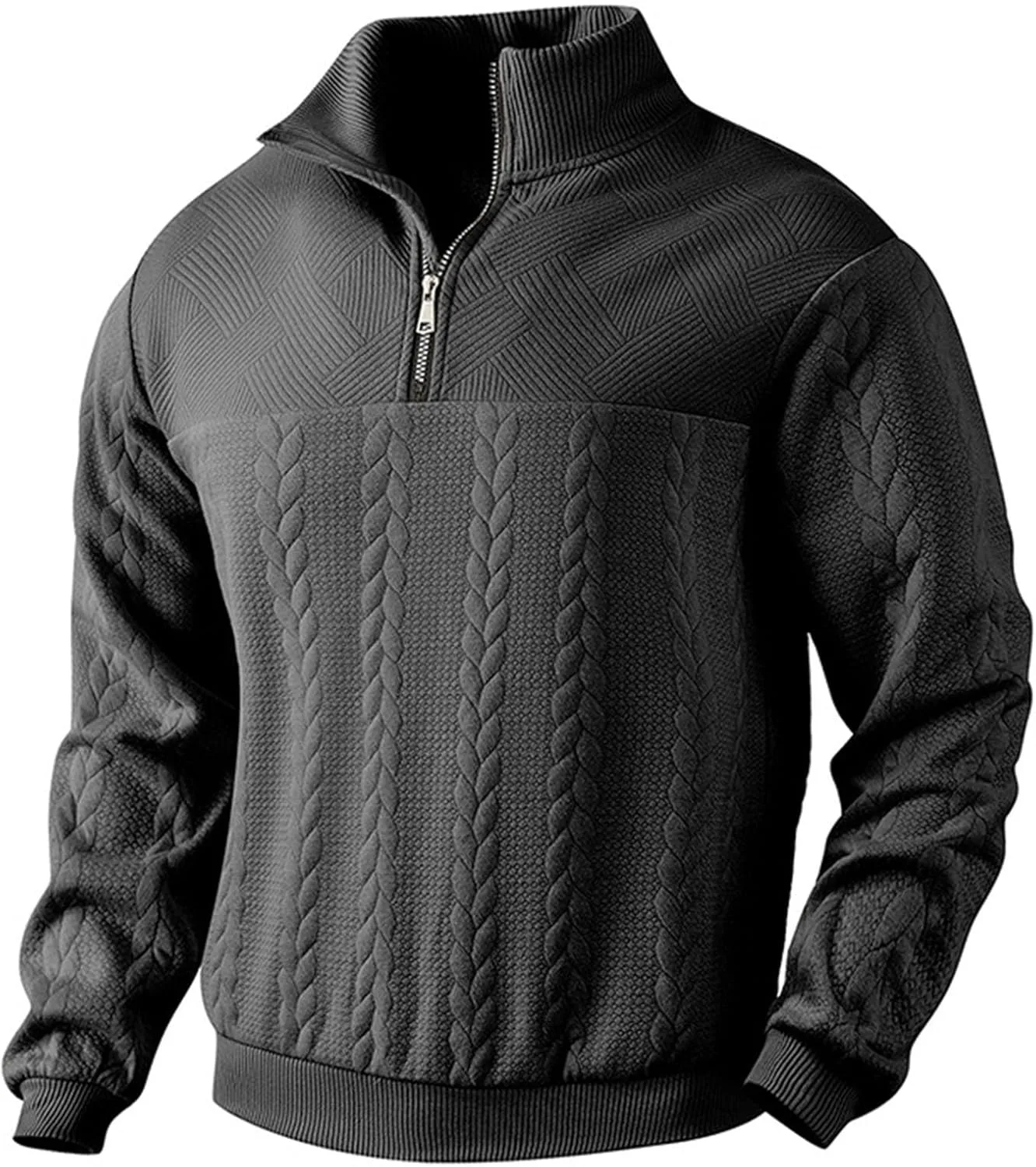 

Мужской свитер с воротником стойкой и длинными рукавами, джерси, свободный крой