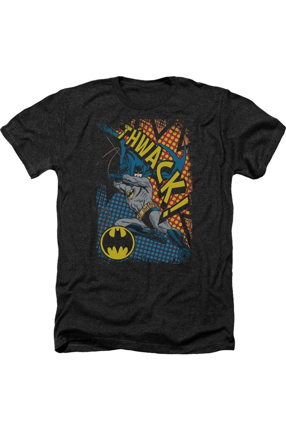 

Футболка / футболка Batman Thwack для взрослых Heather Gildan, черный