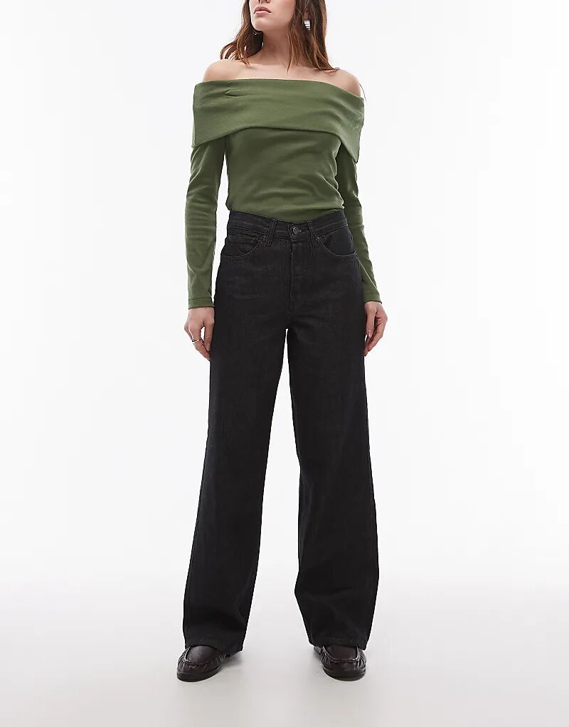 

Джинсы Topshop Column Mid Rise в цвете Black-Ecru