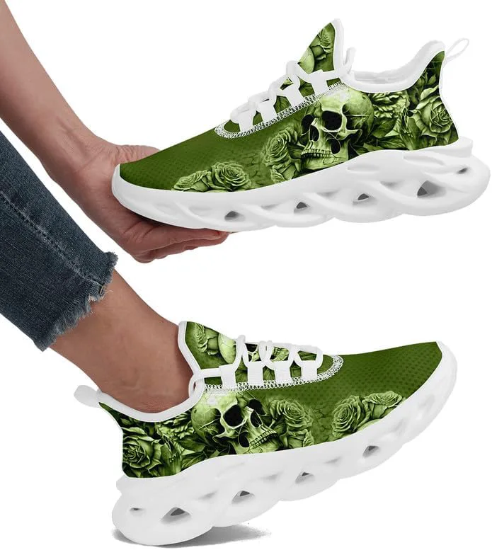 

Модные кроссовки с черепом для мужчин и женщин, с дерзкой элегантностью, готические легкие кроссовки из сетки EVA для ходьбы, тенниса и спорта AWSOLE, белый