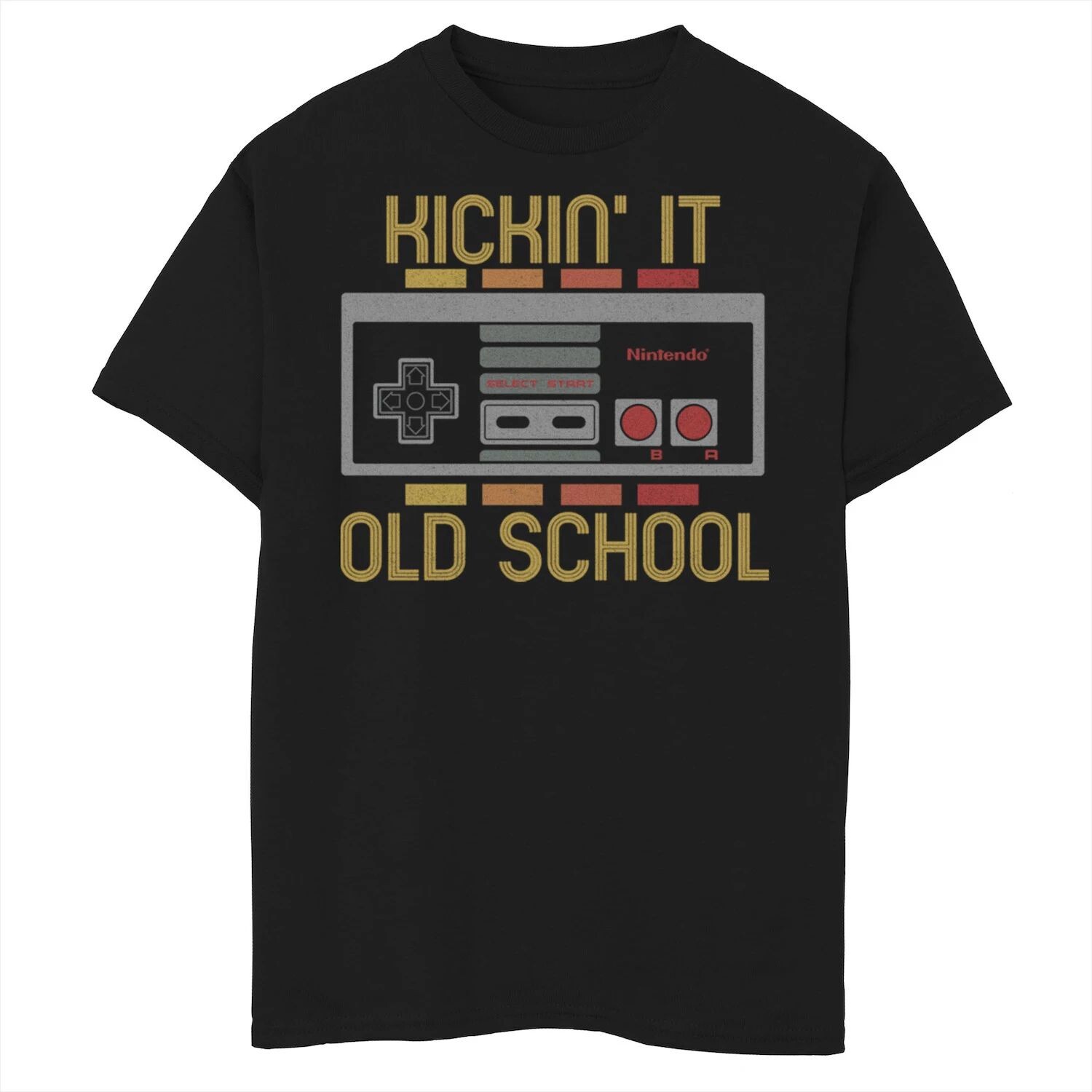 

Футболка «Kickin' It Old School» в стиле ретро для Nintendo NES для мальчиков 8–20 лет Licensed Character, черный