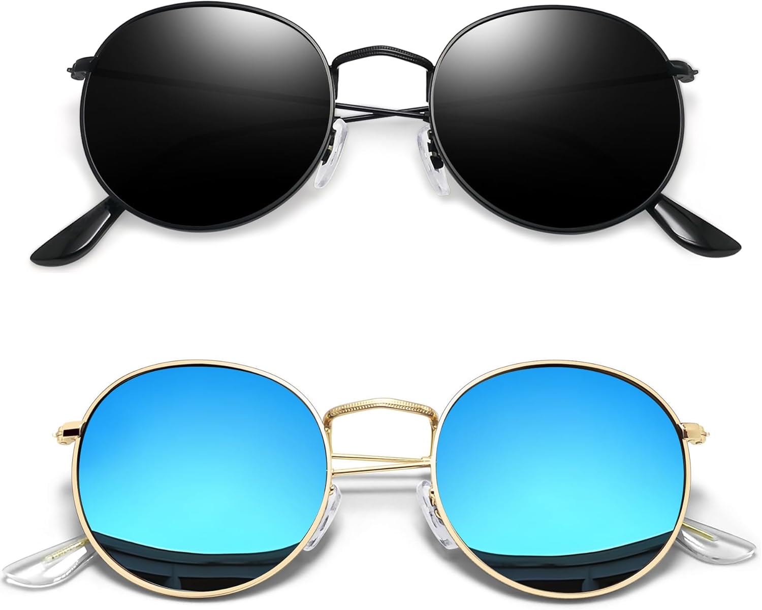 

Винтажные круглые солнцезащитные очки Joopin для женщин, ретро-стиль, поляризованные солнцезащитные очки с защитой UV400, круглые солнцезащитные очки для мужчин, A06- Black + Blue Mirorred