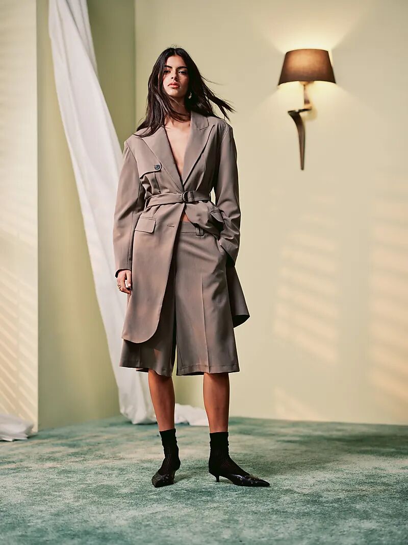 

Элегантные удлиненные шорты ASOS DESIGN coord в грибно-коричневом цвете