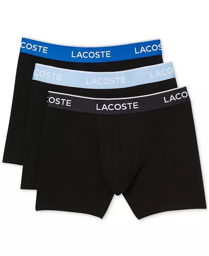 

Мужские боксеры стандартного кроя с логотипом на поясе, набор из 3 шт Lacoste, черный