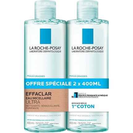 

Мицеллярная вода Effaclar Ultra для жирной кожи 400 мл - упаковка из 2 шт. La Roche-Posay
