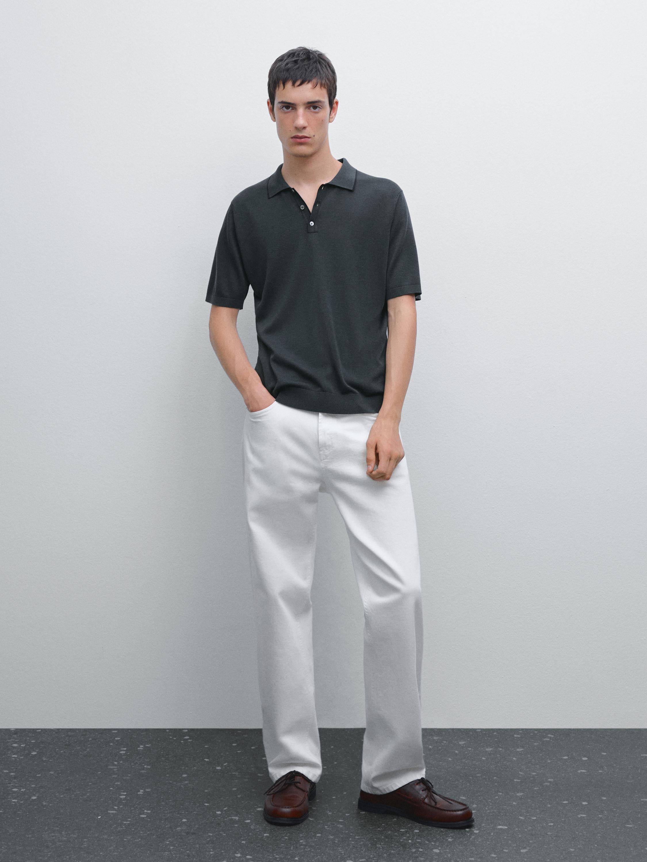 

Трикотажная рубашка-поло с цветным воротником Massimo Dutti, Dark Marl