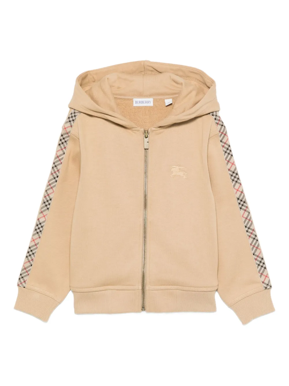 

Топ с капюшоном и клетчатыми вставками BURBERRY KIDS, нейтральный