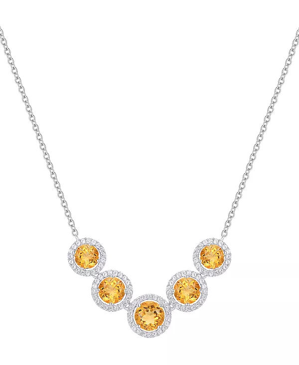 

Ожерелье-Воротник длиной 17 дюймов с пятью камнями-гало из аметиста (3-1/4 карата, tw) и выращенного в лаборатории белого сапфира (5/8 карата, tw) из стерлингового серебра (также с цитрином и голубым топазом) Macy'S, citrine